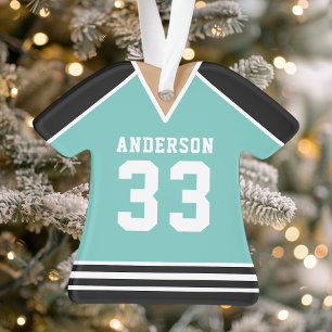 Adorno Jersey de hockey Verde azulado y negro personaliza