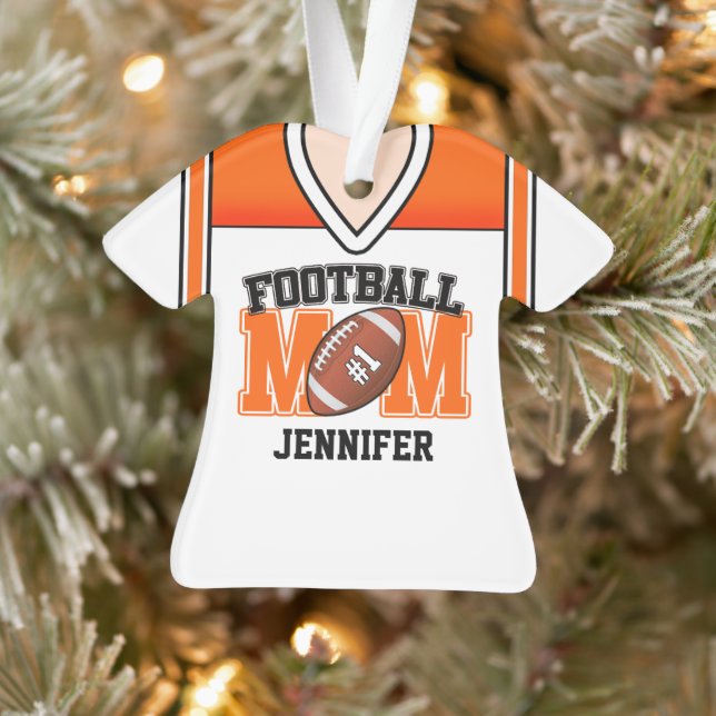 Adorno Jersey de mamá de fútbol blanco/Naranja/negro (Árbol)