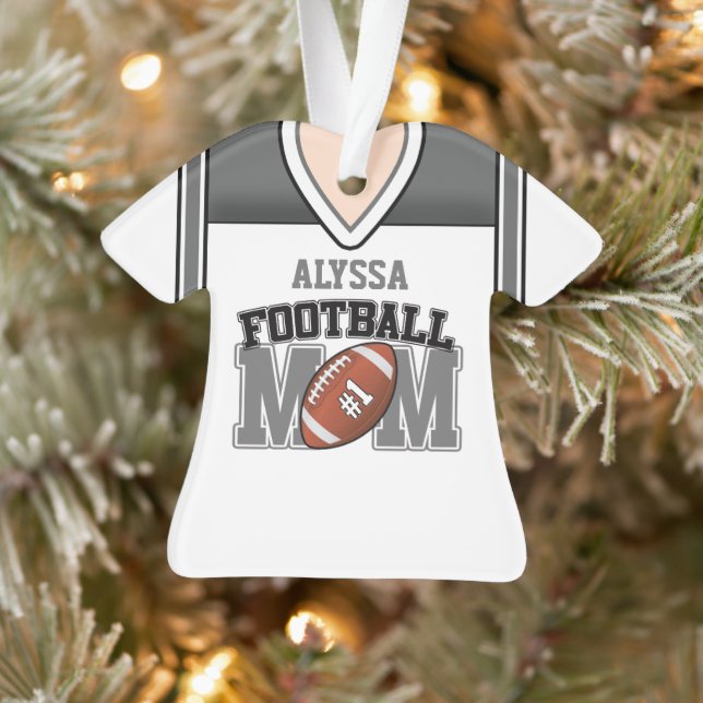Adorno Jersey de mamá de fútbol blanco/plateado/negro (Árbol)