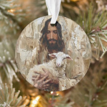 Jesús el Buen Pastor sosteniendo el cordero