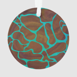 Adorno Jirafa Marrón y Estampado Azul Verdoso