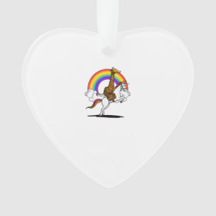 Adorno Jirafa montando unicornio mágico arcoiris divertid