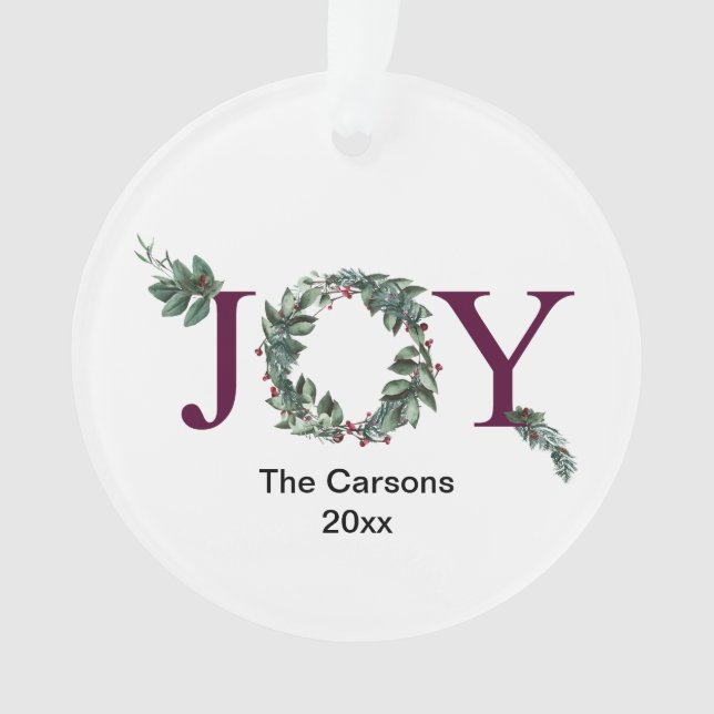 Adorno Joy for the holidays ornament frosted (Anverso)