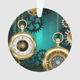 Adorno Joyería Steampunk Reloj en un fondo verde