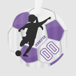 Adorno Jugador Chica de fútbol morado y blanco personaliz