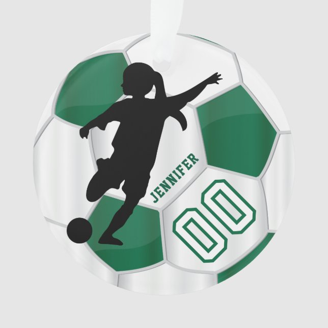 Adorno Jugador Chica de fútbol negro, verde y blanco (Anverso)