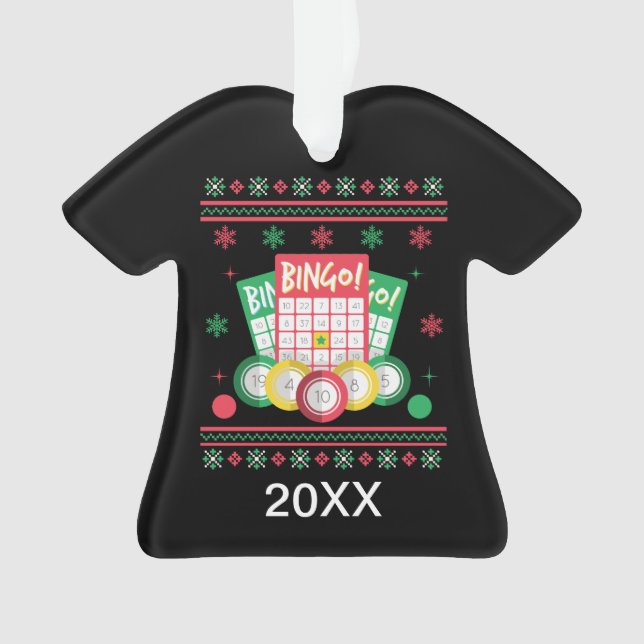 Adorno Jugador de Bingo Personalizado Suéter de Navidad F (Anverso)