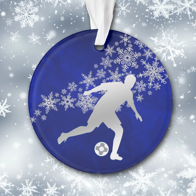 Adorno Jugador de fútbol de copo de nieve de plata sobre  (Subido por el creador)