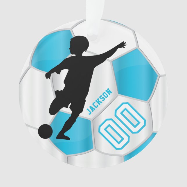 Adorno Jugador de fútbol de niños bebe azul y blanco pers (Anverso)