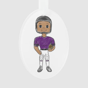 Adorno jugador de fútbol retro vintage púrpura negro simp