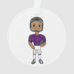 Adorno jugador de fútbol retro vintage púrpura negro simp