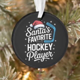 Adorno Jugador de Hockey Favorito de Santa Navidad Puck S