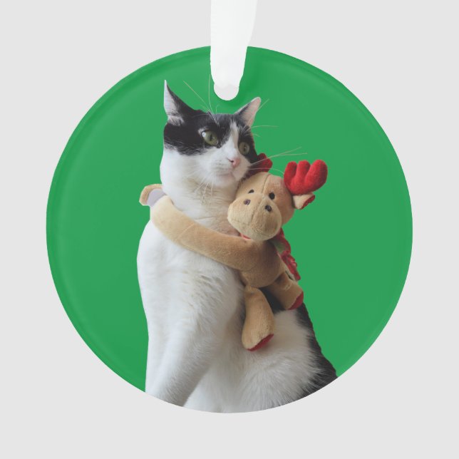 Adorno Juguete de Navidades de gatos y renos blancos y ne (Anverso)