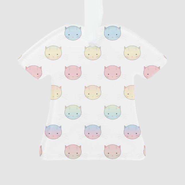 Adorno Kitty Cute Pastel Kitty Faces Rosa Azul Amarillo (Anverso)