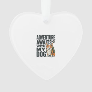 Adorno La aventura espera con mi perro diseño vintage de