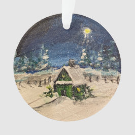 Adorno La cabaña verde en la nieve