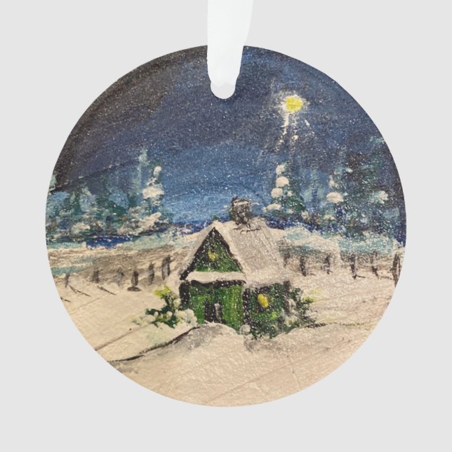 Adorno La cabaña verde en la nieve (Anverso)