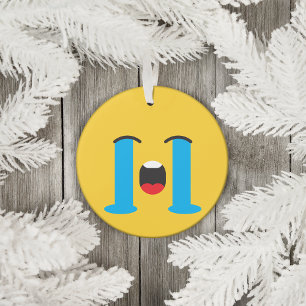 Adorno La cara triste de la Emoji que llora fuerte