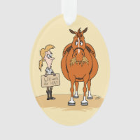 La mujer gorda divertida del caballo del dibujo