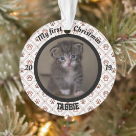 Adorno La primera foto navideña del gatito personalizado
