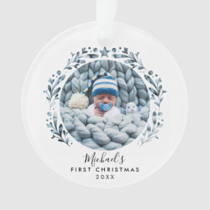 Adorno La primera Navidad del bebé Marco blanco de corte