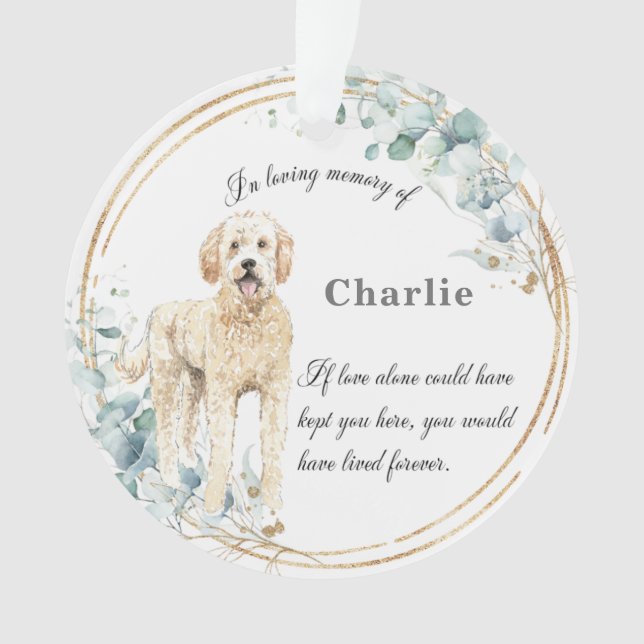 Adorno Labradoodle En Memoria Nombre Navidad   (Anverso)
