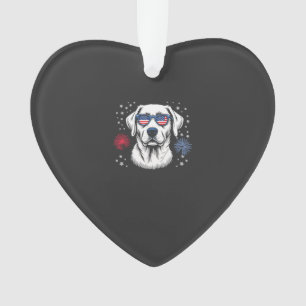 Adorno Labrador patriótico con gafas de USA