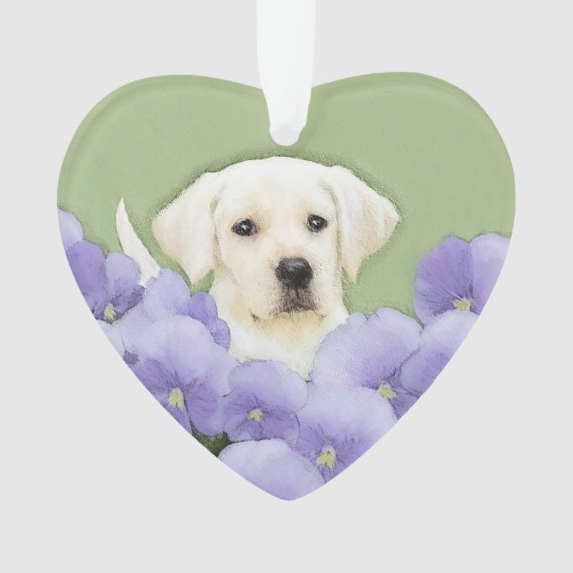Adorno Labrador Recuperador Pintura de Cachorro Original  (Anverso)