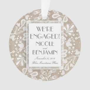 Adorno Lace de compromiso y Burlap Elegante