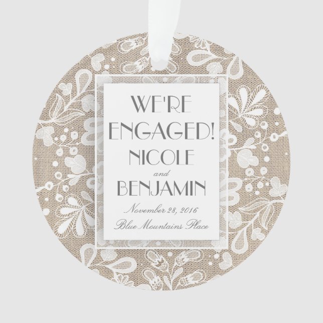 Adorno Lace de compromiso y Burlap Elegante (Anverso)