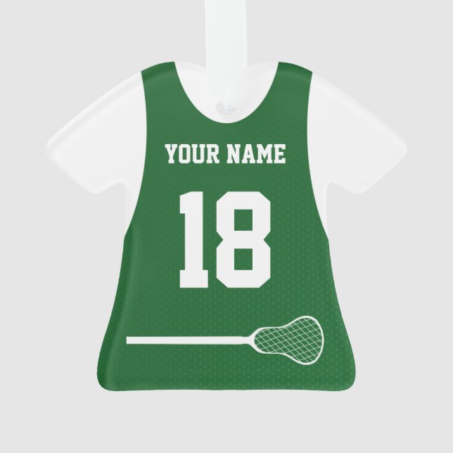 Adorno Lacrosse Sports Jersey Green con número (Reverso)