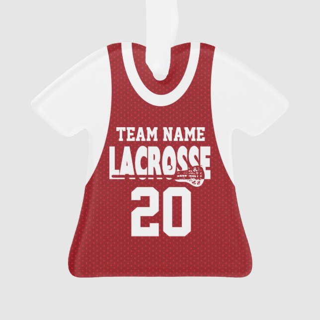Adorno Lacrosse Sports Jersey Red con foto (Anverso)
