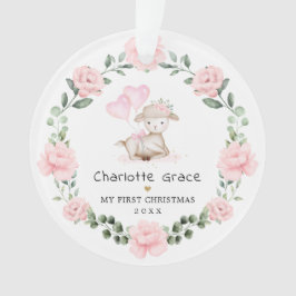 Adorno Lámpara Floral Rosa Lámina Bebé Primera Navidad