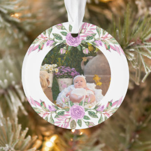 Adorno Las primeras navidades del bebé con marco floral