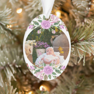Adorno Las primeras navidades del bebé con marco floral