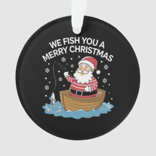 Adorno Le Deseamos una Feliz Navidad Pescador Pescando 