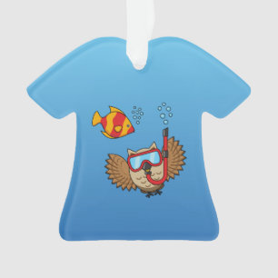 Adorno Lechuza con máscara de buceo y pescado tropical