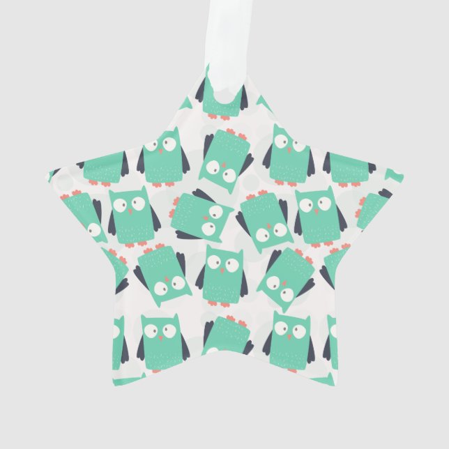 Adorno Lechuzas singulares verde azuladas (Reverso)