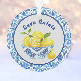 Adorno Lemon Mediterráneo Buon Natale Azulejo Azul Toile