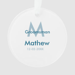 Adorno Letra azul marino groomsman fecha masculina por