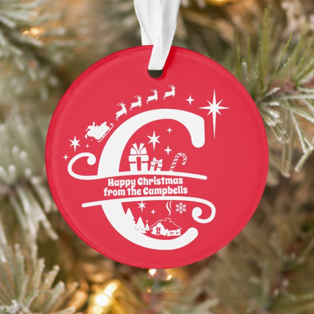 Adorno Letra C Monograma Nombre inicial de familia Saludo (Árbol)