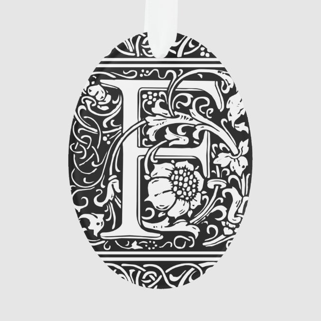 Adorno Letra F Monograma medieval Art Nouveau (Reverso)