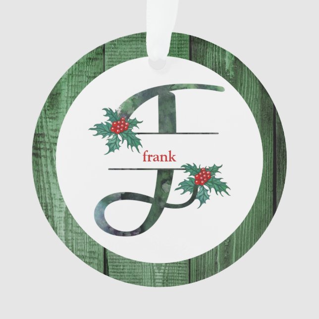 Adorno *~* Letra F Navidades FOTO Rustic Wood AP44 (Anverso)