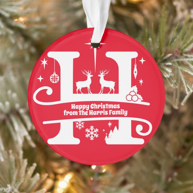 Adorno Letra H Monograma Nombre De Familia Inicial Saludo (Árbol)