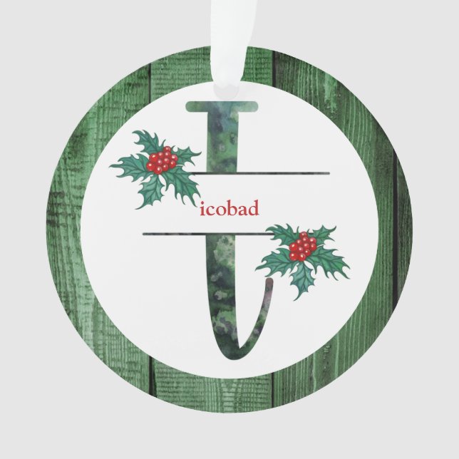 Adorno *~* Letra I Navidades FOTO Rústica Wood AP44 (Anverso)