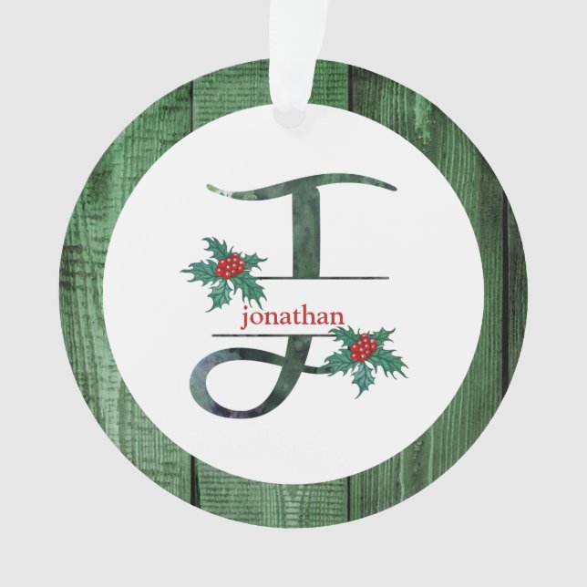 Adorno *~* Letra J Navidades FOTO Rústica Madera AP44 Orn (Anverso)