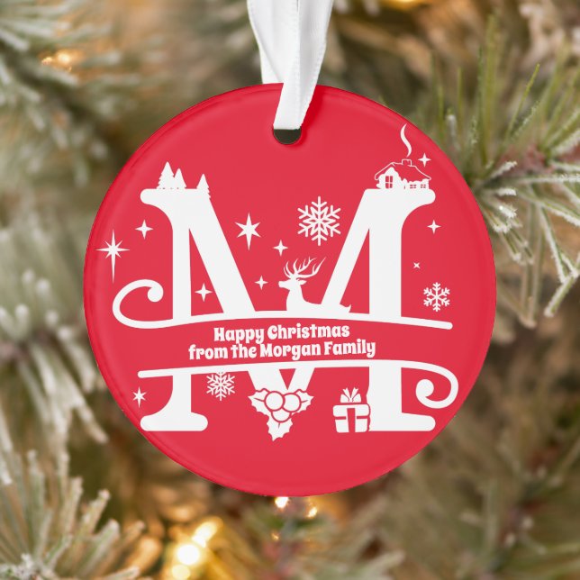 Adorno Letra M Monograma Nombre inicial de familia Saludo (Árbol)