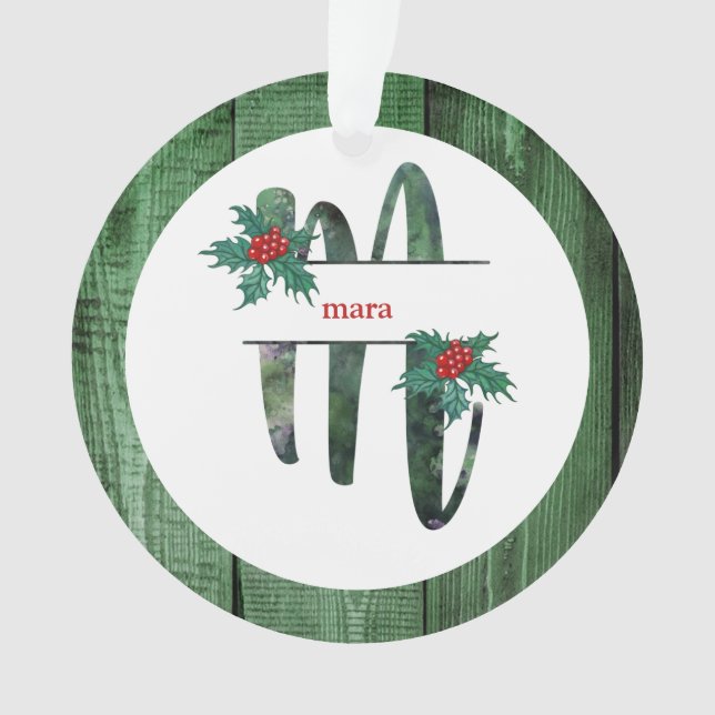 Adorno *~* Letra M Navidades Rústicos FOTO Wood AP44 (Anverso)