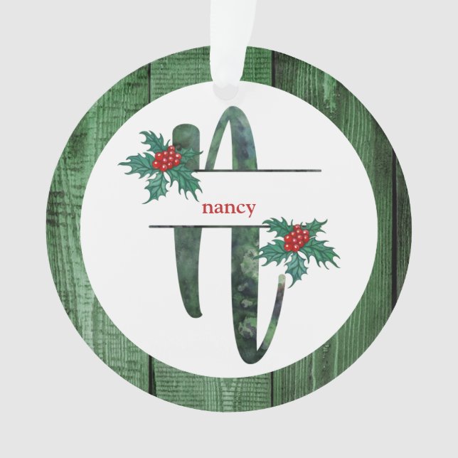 Adorno *~* Letra N Navidades Rústicos FOTO Wood AP44 (Anverso)