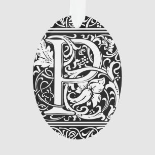 Adorno Letra P Monograma Medieval Art Nouveau